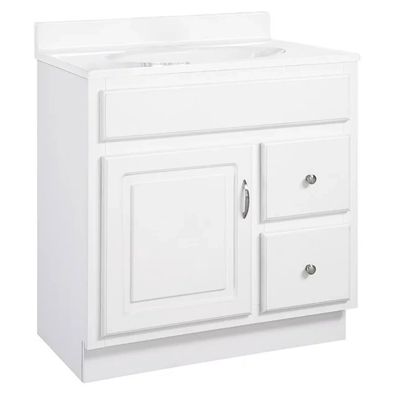Meuble-lavabo de 30 po Concord, prêt à assembler, bois massif, blanc