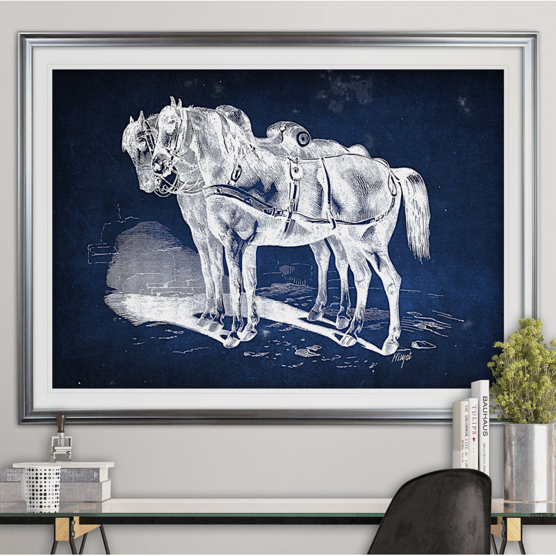 « équin assiette iii », impression, Cadre argenté, H 31 po x l 43 po x P 1,5 po, Blanc mat