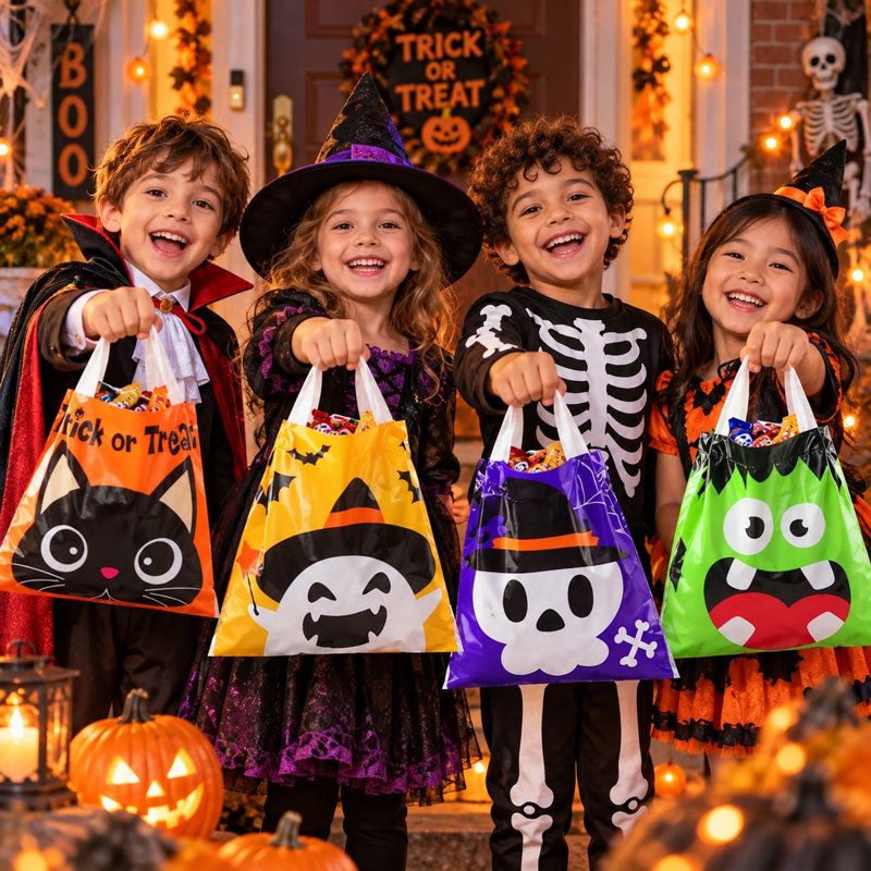 Sacs à friandises à cordon pour l'Halloween - Fournitures pour fêtes d'Halloween