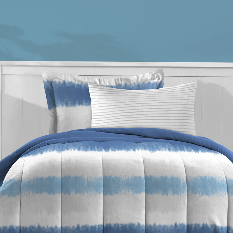Blue Tie Dye Stripe Twin Microfiber Bed in a Bag Set