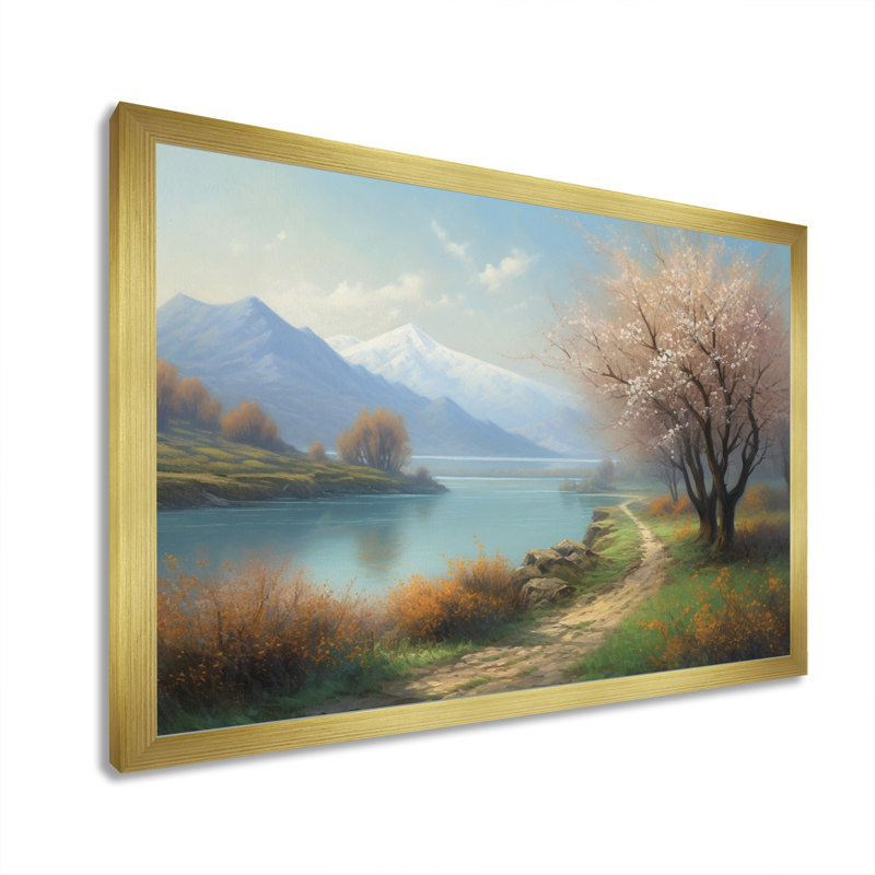 «Ryana Cherry Blossom Trees» par The Water IV sur toile, Encadrement doré, H 24 po x l 32 po x P 1 po