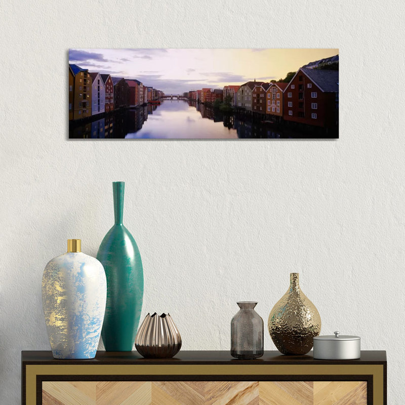 Riverfront Architecture, Trondheim, Sor-Trondelag, Norway - Wrapped Canvas Panoramic Print