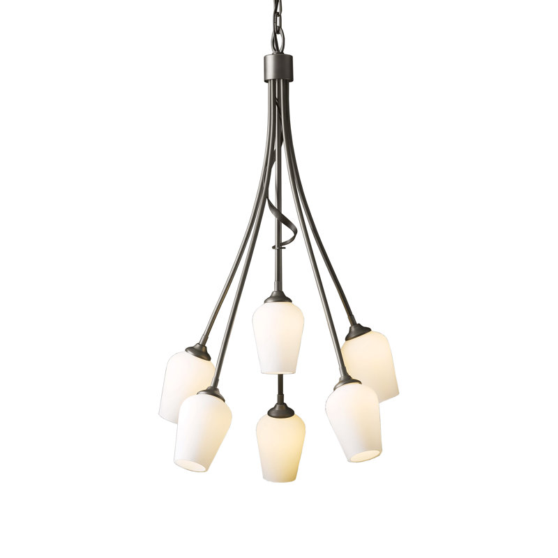 Lustre géométrique à 6 lumières Flora, Opale, Fumée foncée