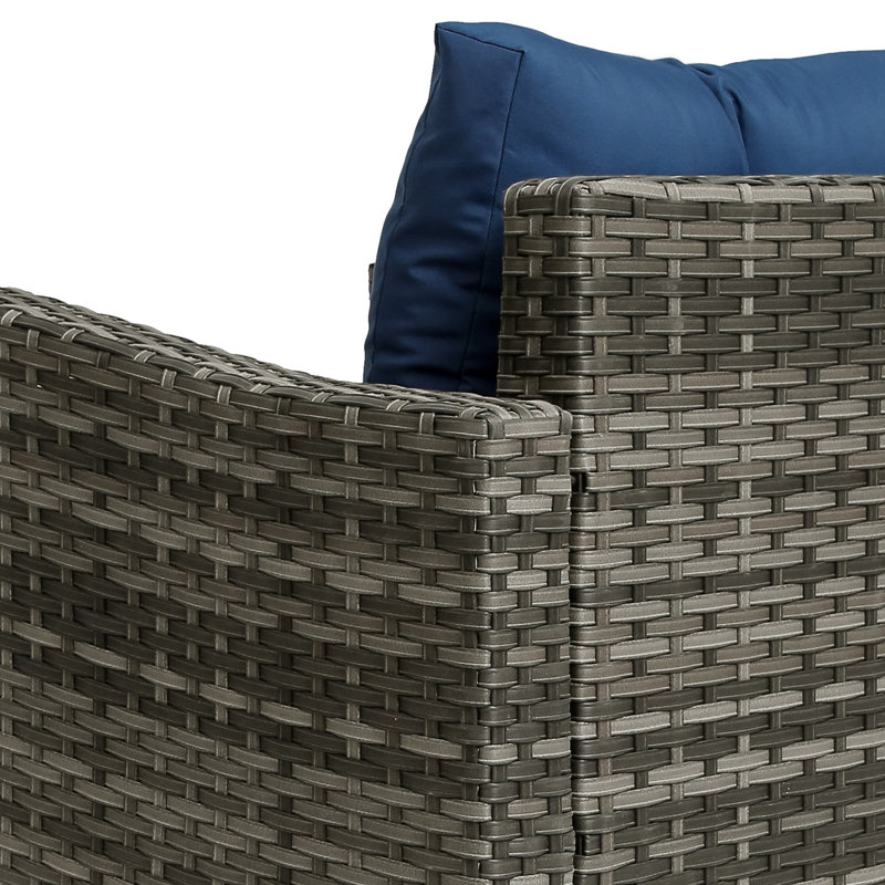 Chaises berçantes d'extérieur 2 pièces avec coussins et table double couche, Bleu