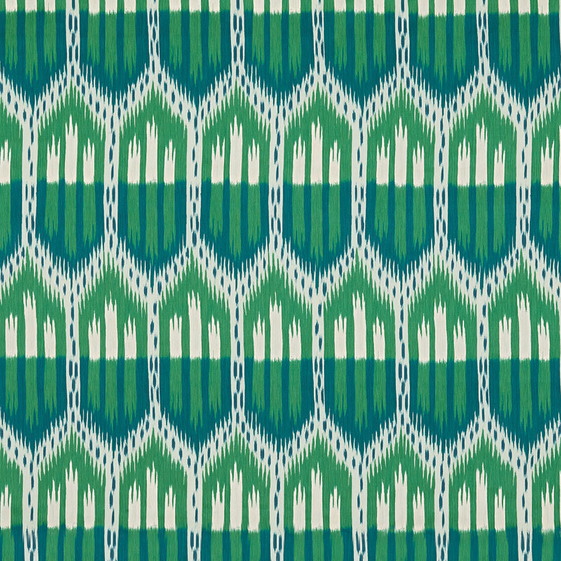 Bukhara Ikat Fabric, Emerald/Peacock