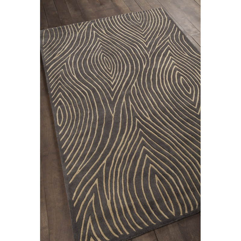 Solas Hand Tufted Wool Abstract Area Rug in Taupe/Gold, Rectangle 7'9" x 10'6"