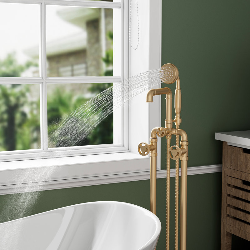 Roind Bathroom Tub Spout with Diverter, Brushed Gold