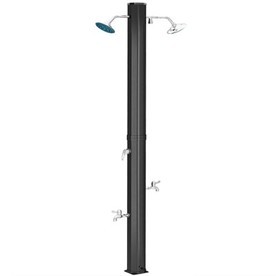 Solar Heated Shower With 2 Free-Rotating Shower Heads and Foot Showers, 9.2 Gallon Outdoor Shower for Pool, Garden, Beach, Spa