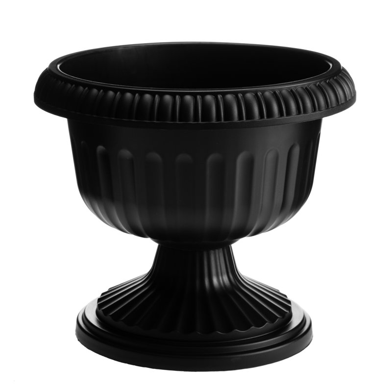 Grecian Urn Plastic Indoor/Outdoor Planter, 15" H x 18" W x 18" D, Black