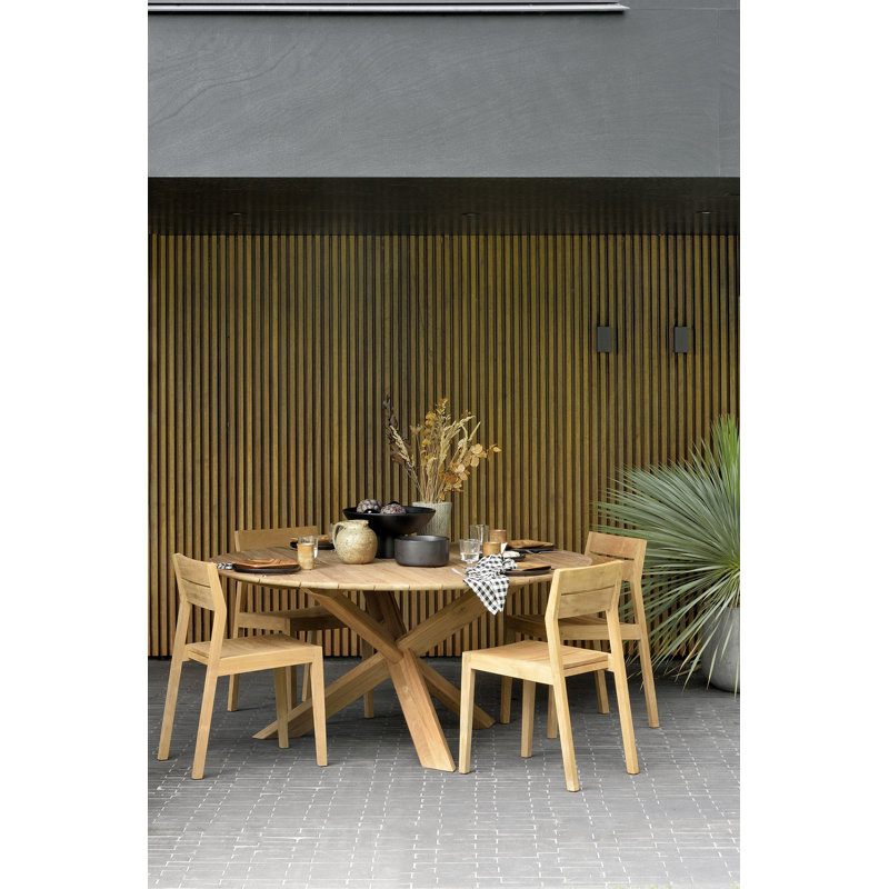 Outdoor Round Teak Dining Table, 64.2" Diameter
