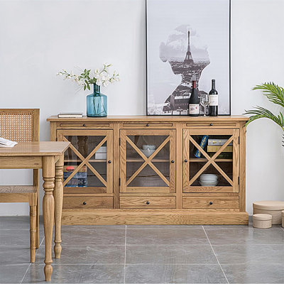 Modern Burlywood Solid Wood Sideboard