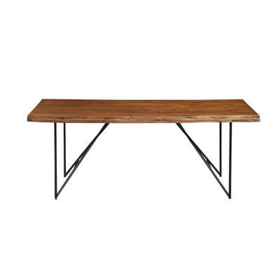 Table de salle à manger en bois massif Joason Live Edge, noyer clair