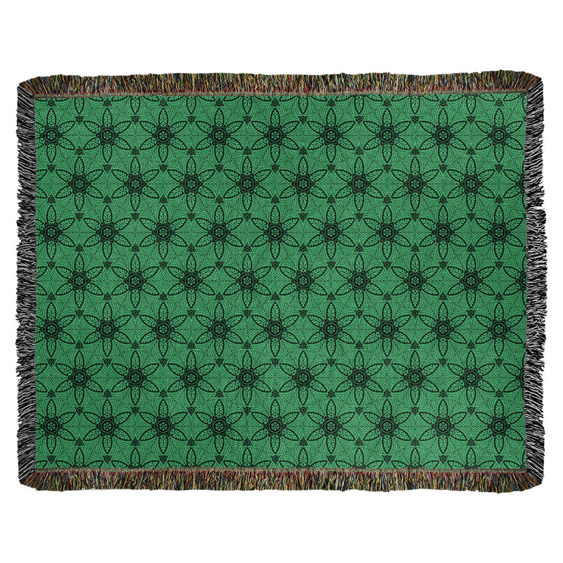 Couverture en coton tissé Katelyn Elizabeth, l 50 po x L 60 po, Vert clair