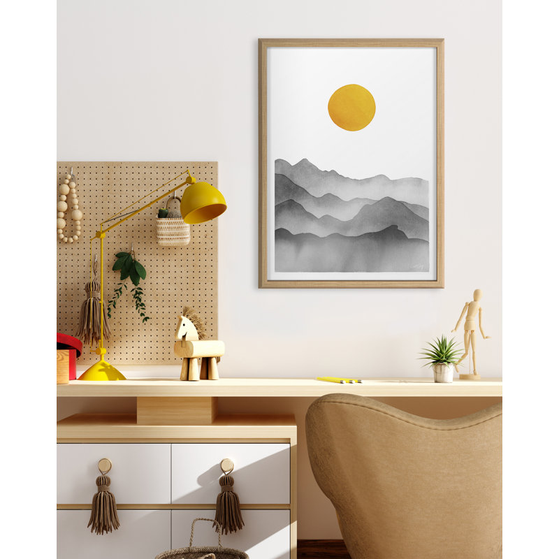 Art mural en verre encadré noir et jaune par Cat Coquillette, Naturel