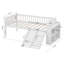 Lit mezzanine bas avec glissade et tablette de rangement, lits mezzanine en bois avec échelle, lit plateforme haut avec garde-corps-364935520