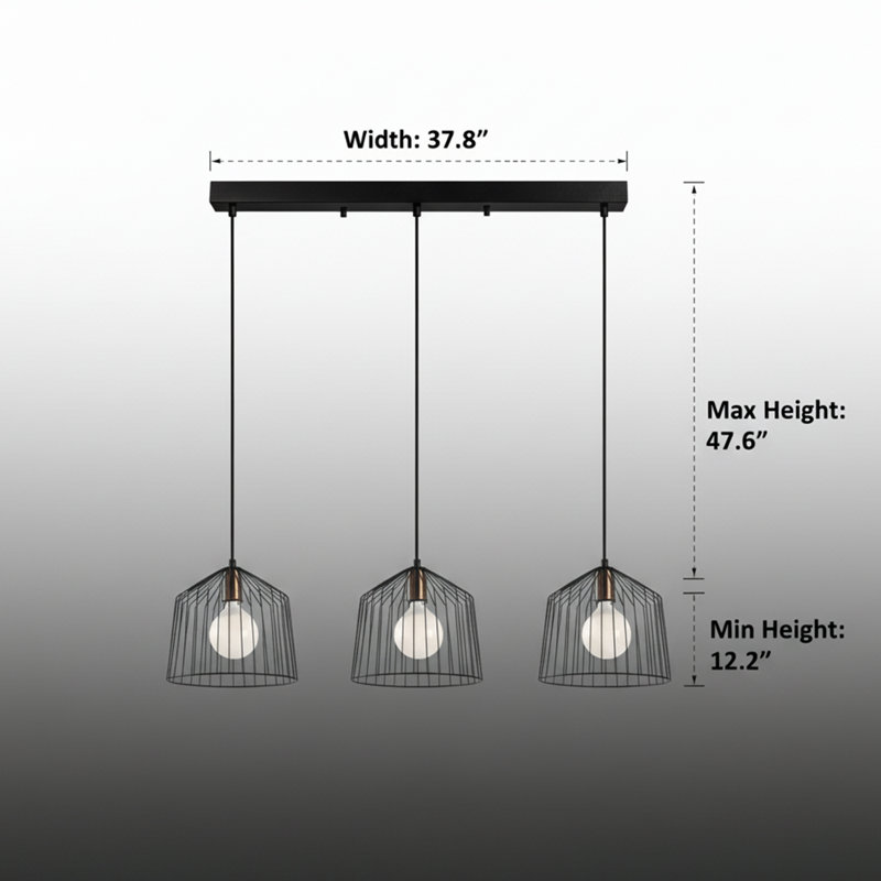 Luminaire suspendu pour îlot de cuisine 3 lumières Modern