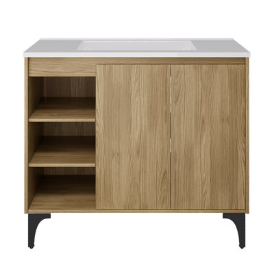 Meuble-lavabo simple 36 po avec plateau en résine et lavabo sur pied