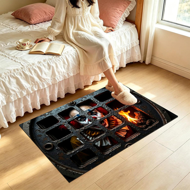  Tapis de porte antidérapant pour l'intérieur et l'extérieur, 16 po x 24 po, grille en métal pour clown d'égout, 16"x24"