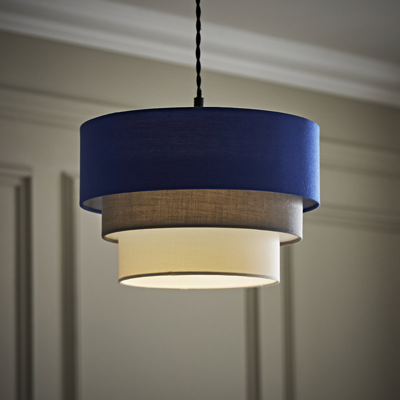 Aztec Drum Pendant Shade, 20" H x 30" W x 30" D, Blue