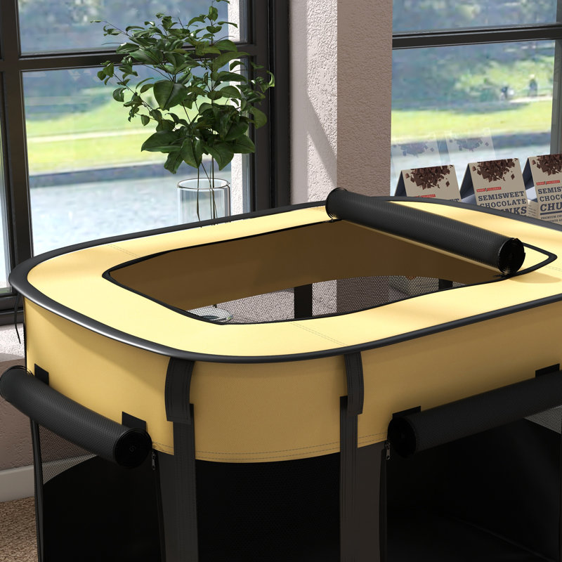 Panel Steel Pet Barrier With Door, 53cm H x 84cm W x 60cm D, Yellow