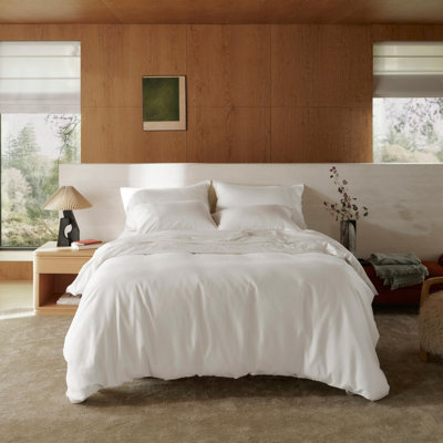 Housse de couette pour lit grand 100% coton biologique à densité de tissage 300 fils - Certifié GOTS, ensemble de literie de luxe PureWoven (ensemble de 3)