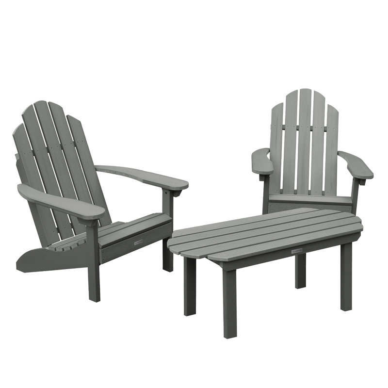 Chaise Adirondack en plastique avec table Anette, Teck côtier
