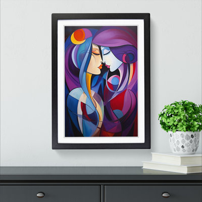 XYZ-FRM-V1223-6305 Two Women In Love Abstract No.2 - Single Picture Frame Print on Wood