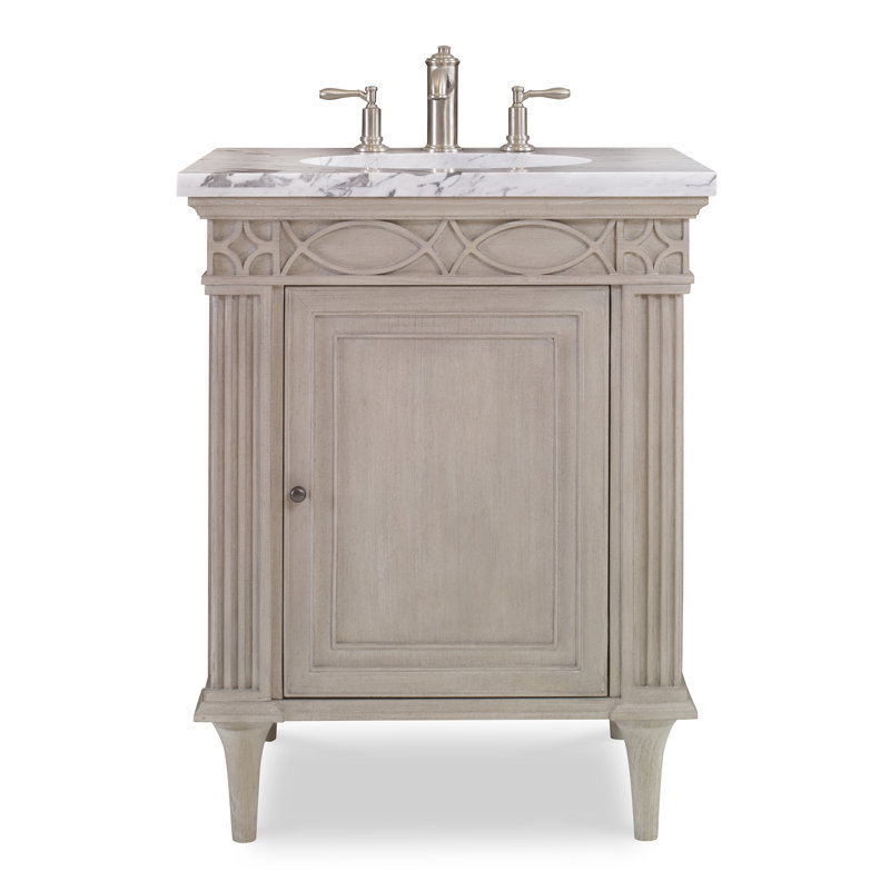Seville Petite French White Marble Single Bathroom Vanity
