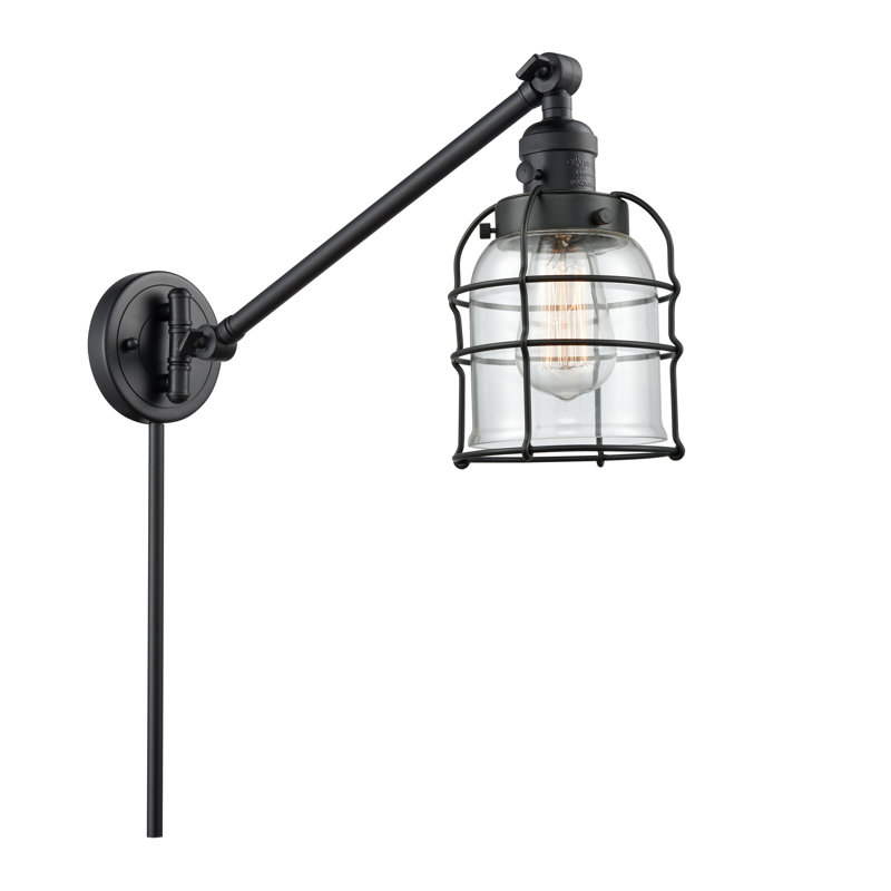 Koa Plug-in Swing Arm Sconce, Matte Black, Clear, Incandescent