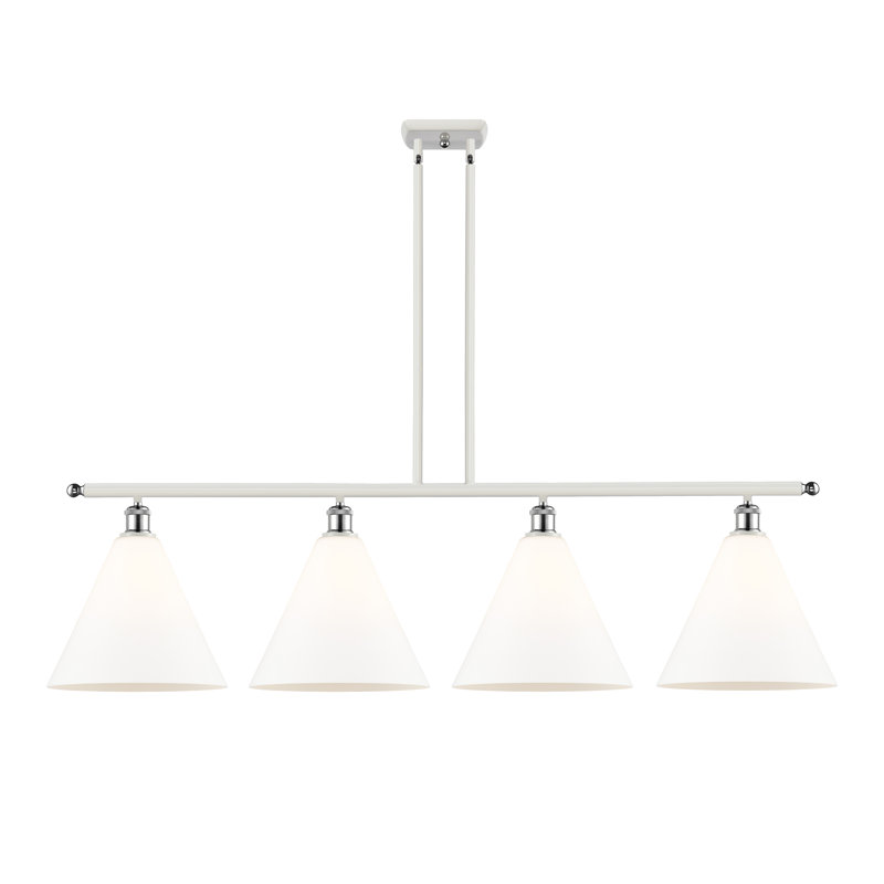 Luminaire suspendu linéaire à 4 lumières pour îlot de cuisine Amelia-Leigh, Blanc mat, H 47,25 po x l 50,25 po x P 12 po