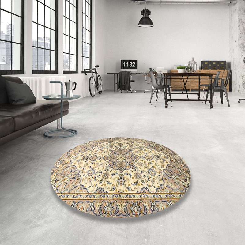 Tapis traditionnel rouge / noir, Rond 4 pi