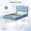 Structure de lit double avec 2 tiroirs, lit en velours mignon pour filles et garçons, lit plateforme robuste, pas de sommier tapissier, lattes en bois, silencieux, bleu-1456055352-1456055310