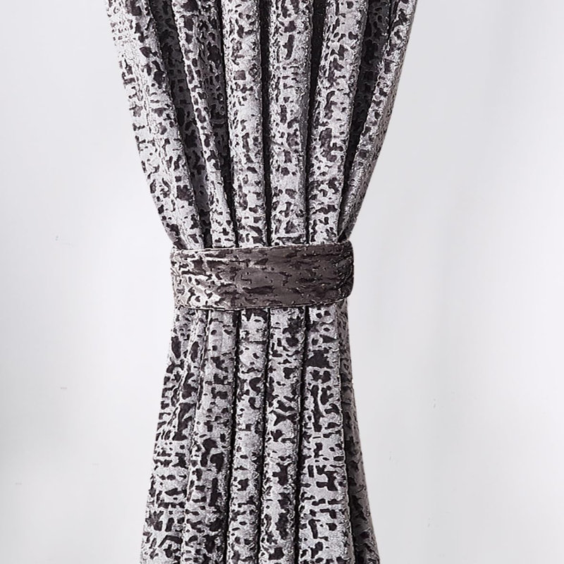 Adelen Velvet Blackout Curtain Pair, 168cm Width x 183cm Drop, Silver