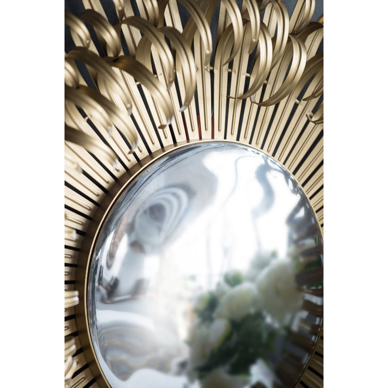 Sunburst Design Wall Mirror 27 Inch Golden Finish | Gift Idea