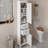 71-Inch Tall Freestanding Bathroom Vanity With Damping-Hinge Doors And Drawers, Featuring A Modern Elegant Design. Includes Adjustable Shelves, A Fixed Shelf, And Space-Saving Storage.
