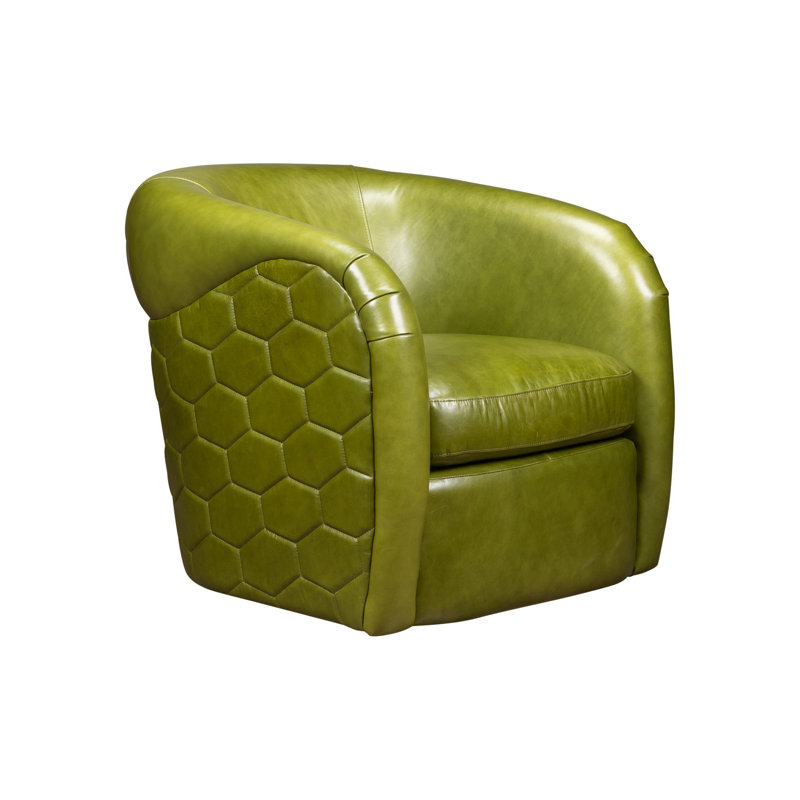 A'Buzz Swivel Armchair, Peridot Genuine Leather