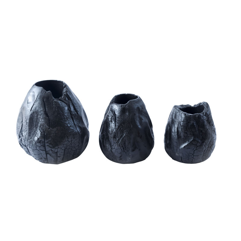 Clara 3 Piece Burnt Beehive Vase Set