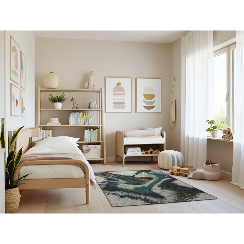 Tapis bleu / gris San Remo, Rectangle 3 pi x 5 pi