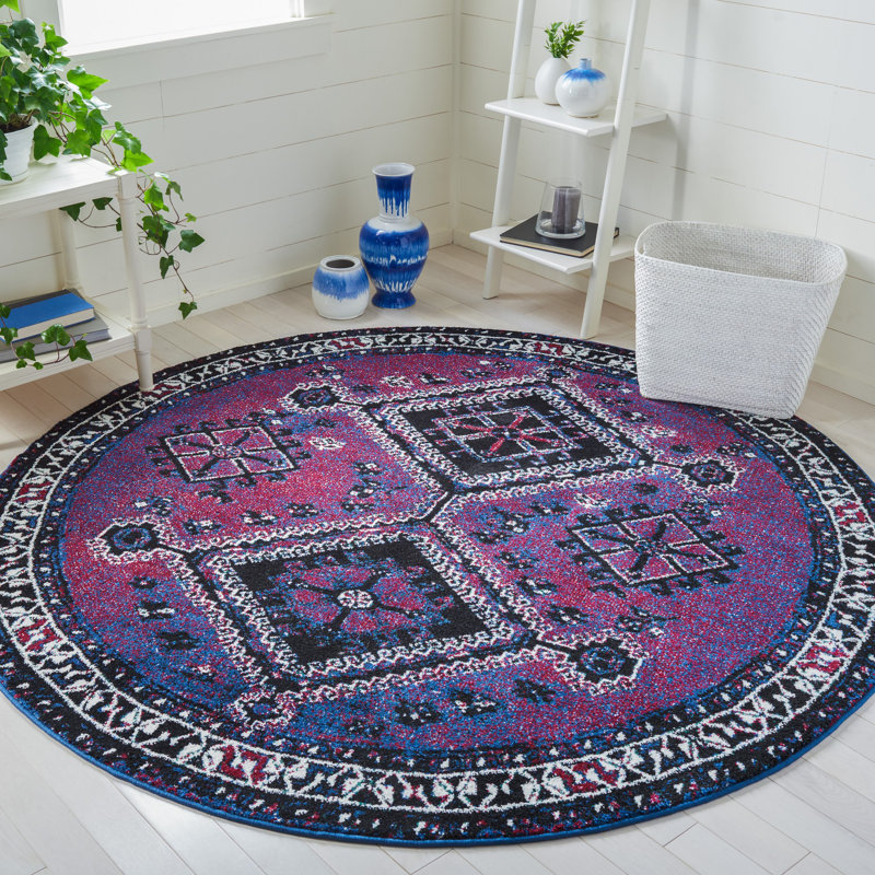 Tapis mauve / noir Drummans Southwestern, Rectangle 6 pi 7 po x 9 pi
