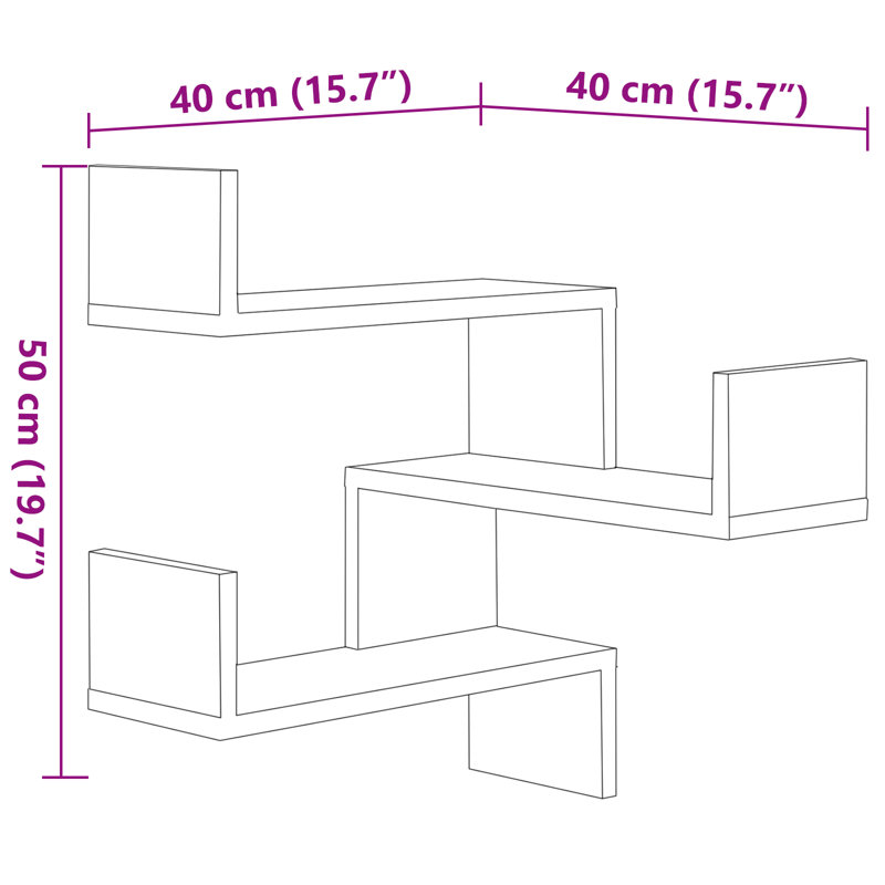 Jacolies 6 Piece Corner Shelf, Light Grey