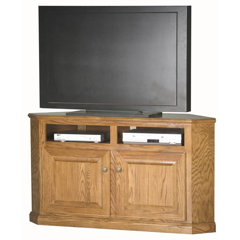 Lapierre Unfinished Corner TV Stand for TVs up to 65", Dark Oak