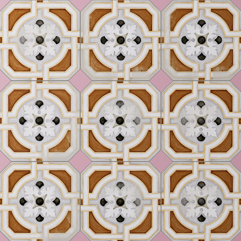 Décalcomanie octogonale vaudoise Zimer avec tacos 7-7 / 8 po X 7-7 / 8 po Carreau de porcelaine pour plancher et mur
