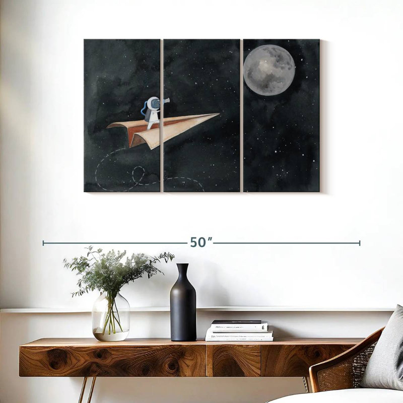 Ashelle papier avion à la lune, H 24 po x l 38 po