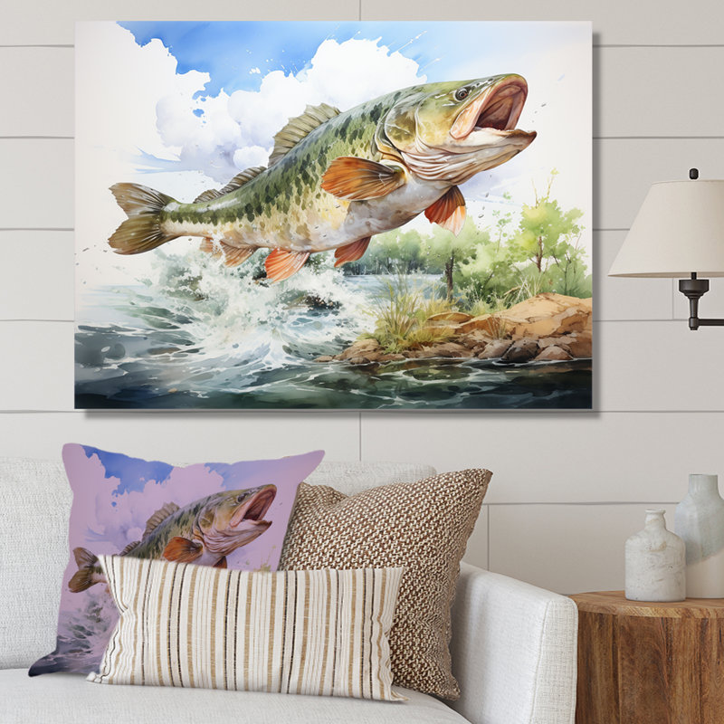 «Fishing Dreams II» - reproduction, Toile tendue, H 16 po x l 32 po x P 1 po