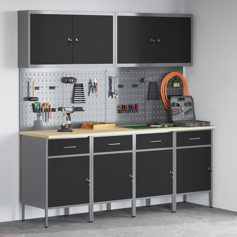 Work Cabinet with Drawer, Black