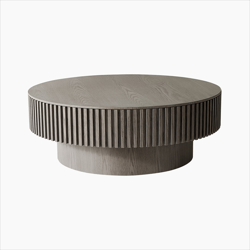 Round Coffee Table With Storage, 14" H x 39.37" W x 39.37" D, Gray