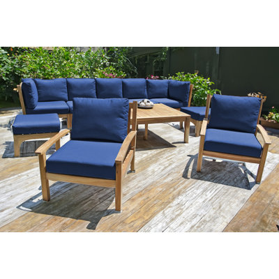 Huntington Teak 8 - Person Patio Conversation Set with Cushions