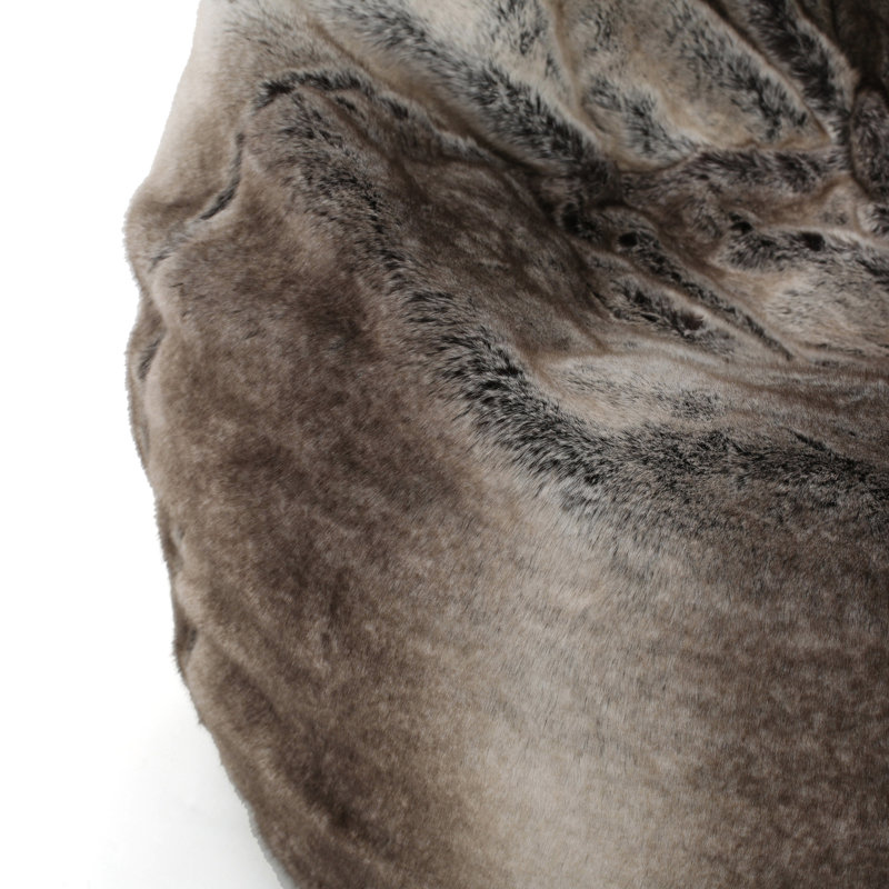 Fauteuil à billes moyen en fausse fourrure classique, Bois de frêne blanc