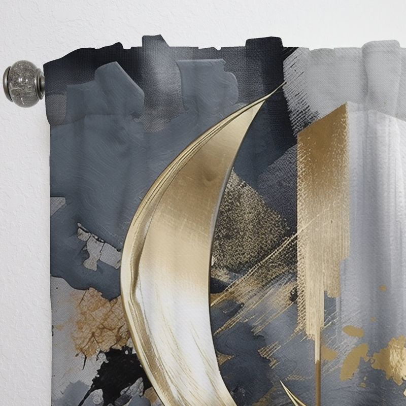 Abstract Shapes And Lines I - Rideau en velours moderne - obscurcissant - 1 panneau, L 52 po x L 95 po