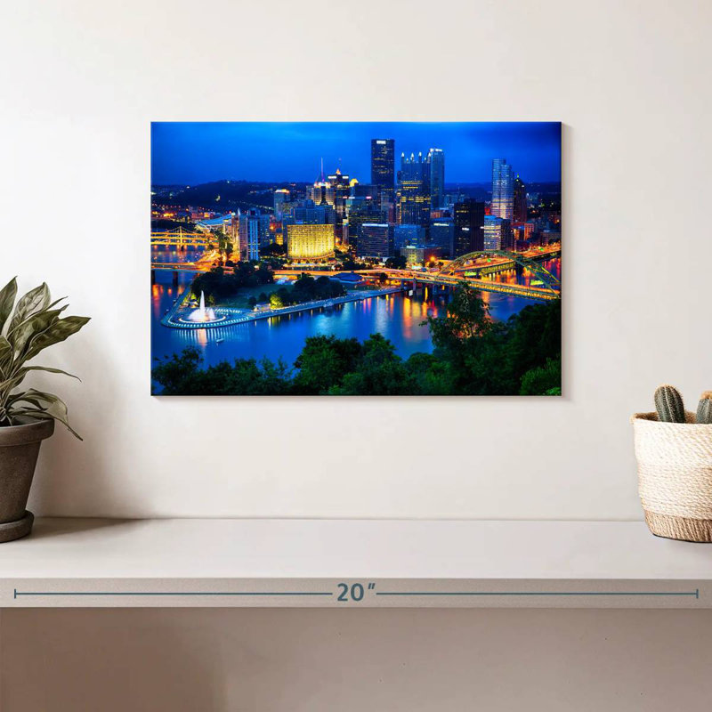 Vue panoramique du centre-ville de Sireci à Pittsburgh, H 8 po x l 12 po